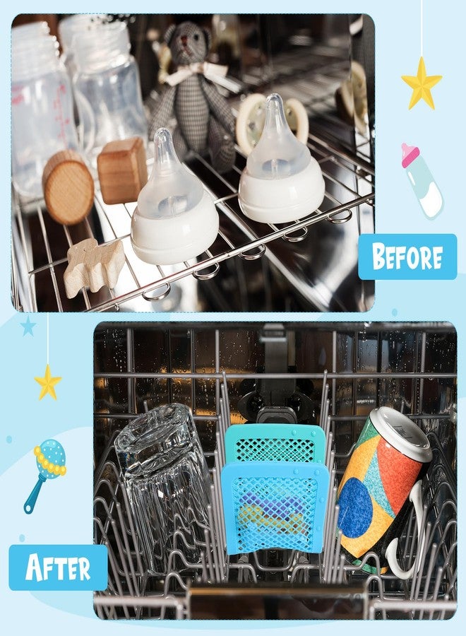 ماكس تشيك حقيبة غسالة أطباق سيليكون من ماكس تشيك، قطعتان، حقيبة غسالة أطباق كبيرة لزجاجات الأطفال، حقيبة غسالة أطباق سيليكون للأشياء الصغيرة، حلمات الزجاجات، ملحقات مضخة الثدي، أجزاء اللهاية والألعاب (أزرق، أخضر) - Image 5